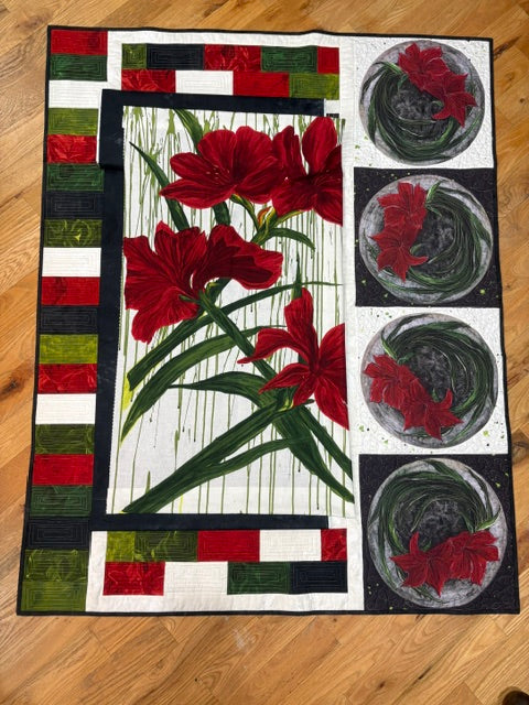 Amaryllis Holiday Sparkle Subway Tile Kit White Panel Black Sashing